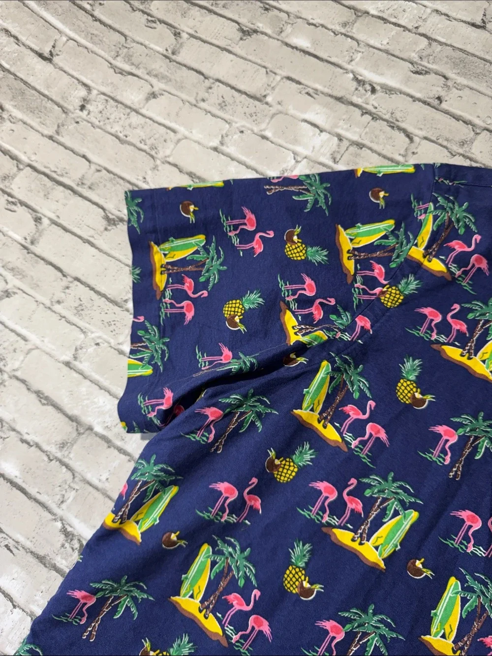 Polo Ralph Lauren mens XL blue tropical pattern classic fit short sleeve shirt